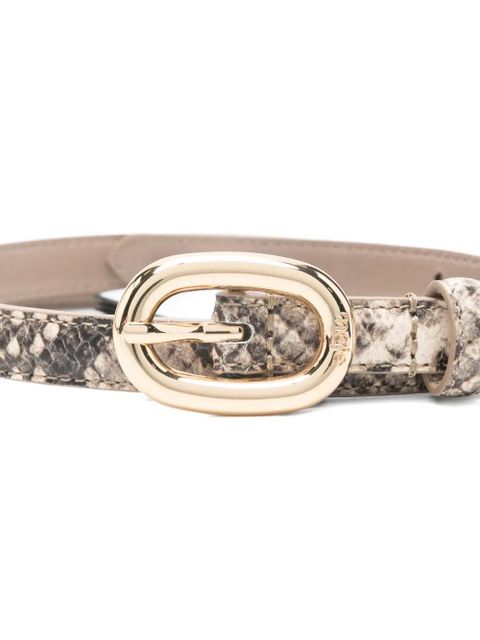 Maje snake-print oval-buckle belt - Neutrals