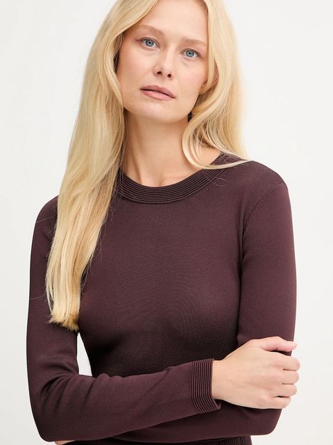 Elisabetta Franchi sukienka kolor bordowy midi dopasowana AM28S57E2