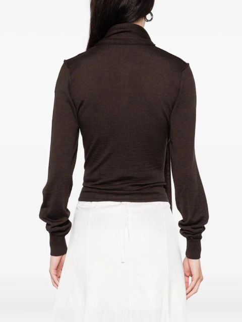 LEMAIRE tie-neck button-detail top - Brown
