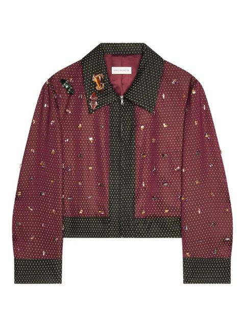 DRIES VAN NOTEN jacquard cropped jacket - Red - zdjęcie produktu nr 1