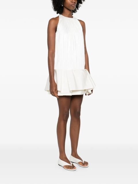 LOEWE Flamenco pleated ruffled mini dress - White