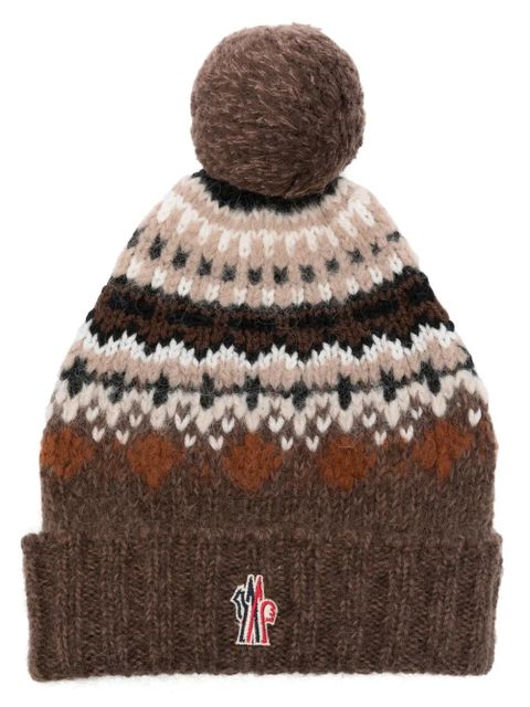 Moncler Grenoble fair isle intarsia beanie - Brown - zdjęcie produktu nr 1