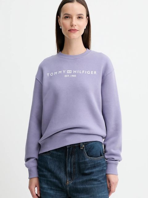Tommy Hilfiger bluza damska kolor fioletowy z nadrukiem WW0WW39791 - zdjęcie produktu nr 1
