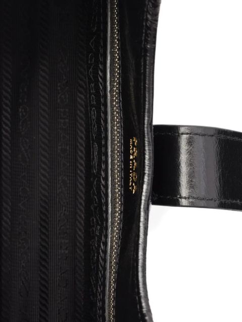 Prada small push-lock leather tote bag - Black