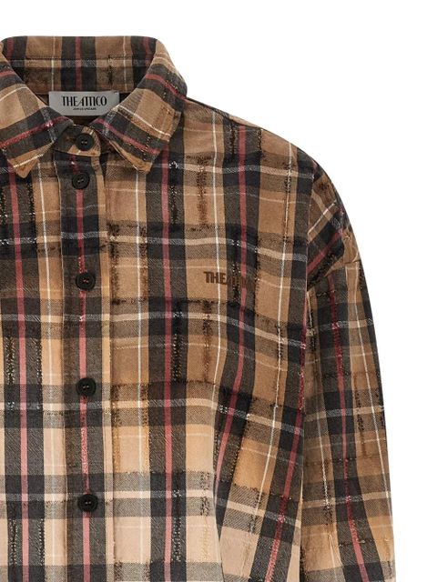 The Attico check frayed shirt - Neutrals