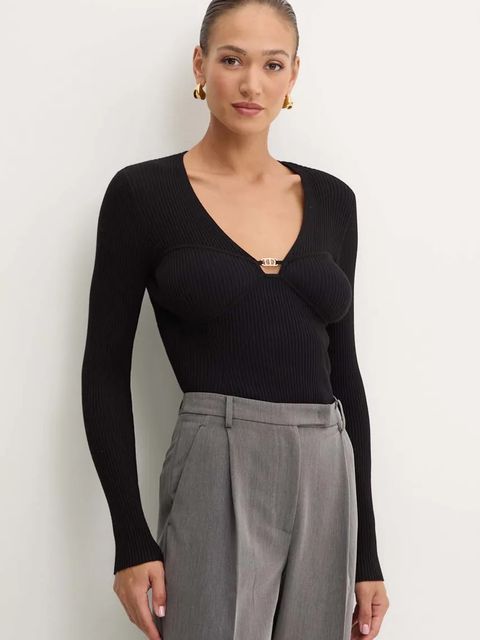 Twinset sweter damski kolor czarny lekki 242TP3132