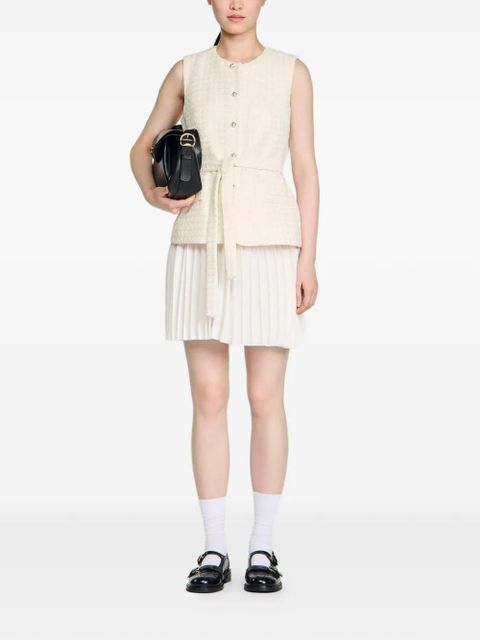 SANDRO sequin-embellished pleated mini dress - Neutrals - zdjęcie produktu nr 2