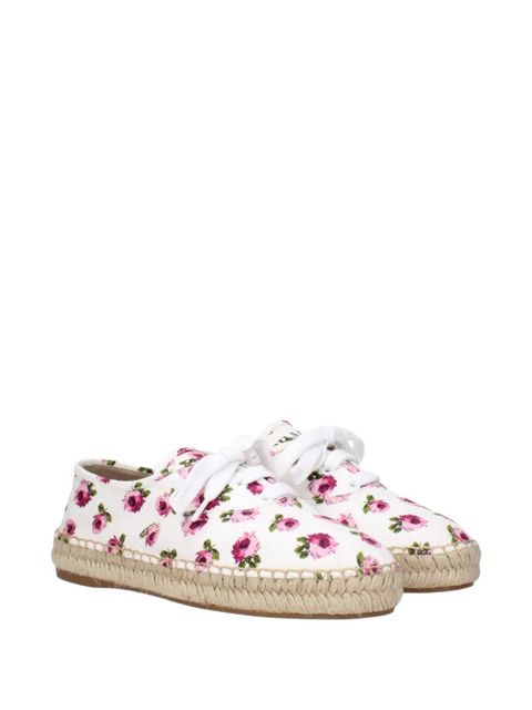 Prada floral-print lace-up espadrilles - White - zdjęcie produktu nr 2