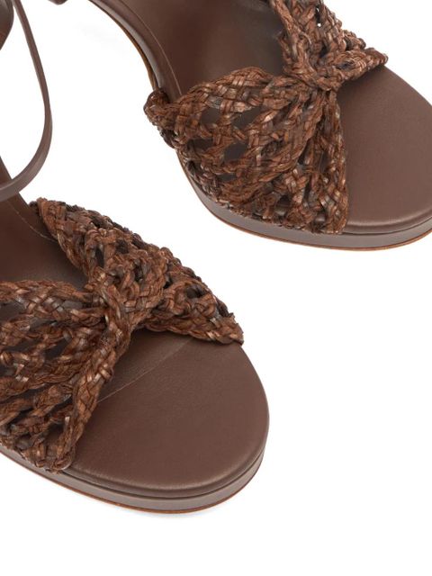 Casadei 100mm woven heeled sandals - Brown