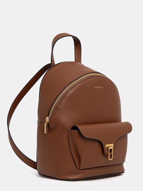 Coccinelle plecak skórzany damski kolor brązowy mały gładki E1.TFK.14.01.01