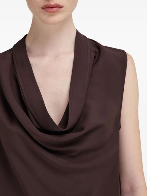Ferragamo cowl-neck satin-panel dress - Brown