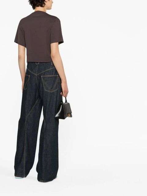 Off-White cropped logo-print T-shirt - Black