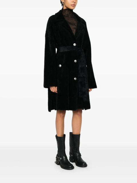 PINKO belted buttoned coat - Black
