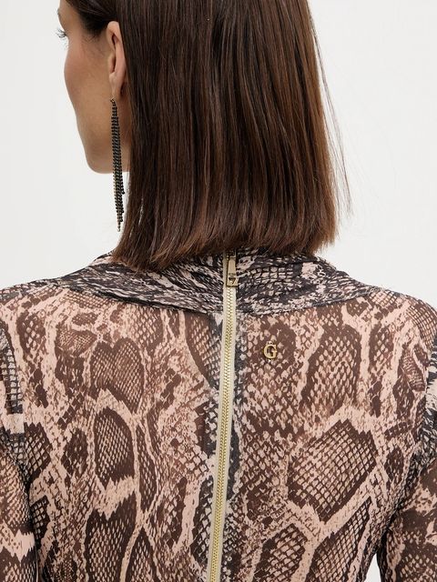 Guess sukienka BERNARDETTE kolor brązowy mini dopasowana W5BK65 KCZC2