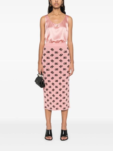 Dolce & Gabbana DNA logo-plaque satin top - Pink - zdjęcie produktu nr 2