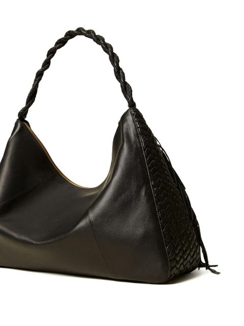 TWINSET Liliane fringed woven large shoulder bag - Black