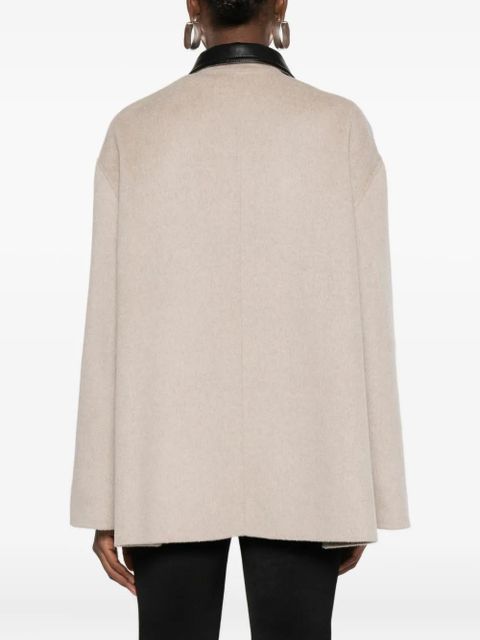 Nanushka leather-collar button-front jacket - Neutrals - zdjęcie produktu nr 2