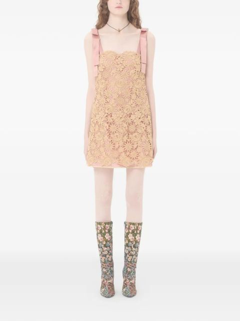 Valentino Garavani guipure straps mini dress - Neutrals