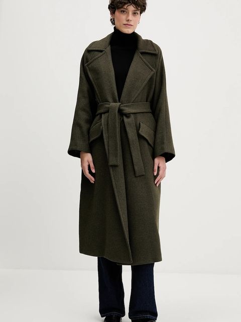 Sandro Ferrone płaszcz z dodatkiem wełny kolor zielony S18YBFRADA - zdjęcie produktu nr 1