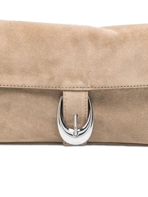 STAUD Harlow buckled suede shoulder bag - Grey - zdjęcie produktu nr 2