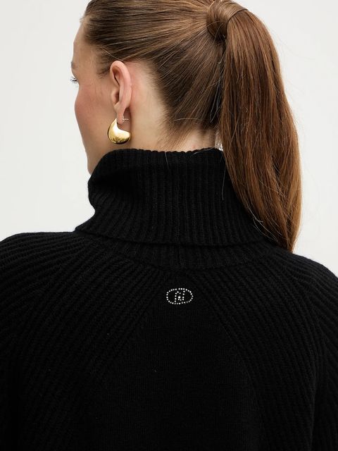 Liu Jo sukienka wełniana kolor czarny mini prosta MF5063 MS009