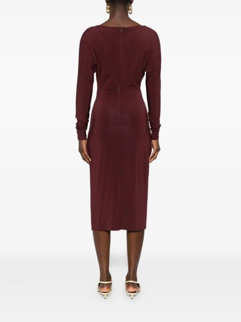 Max Mara ruched-detail long-sleeve midi dress - Red