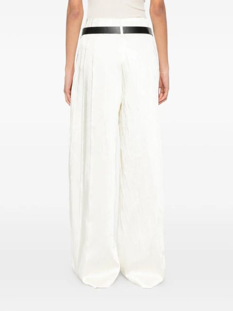Sportmax belted textured palazzo pants - White