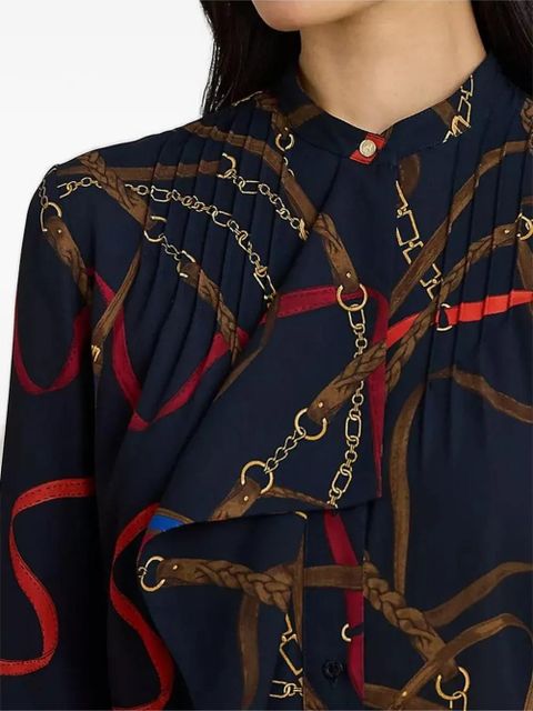 Lauren Ralph Lauren printed pleated shirt - Blue
