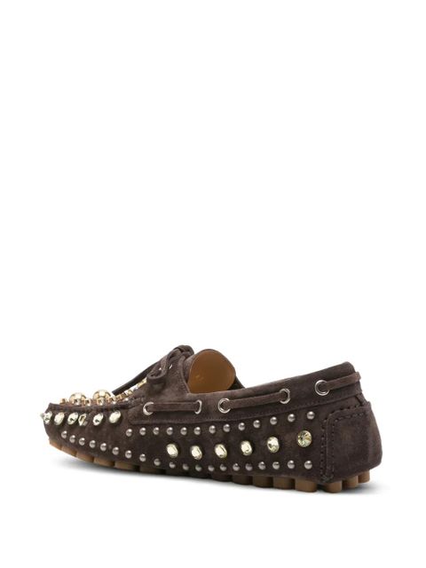Valentino Garavani studded suede boat shoes - Brown