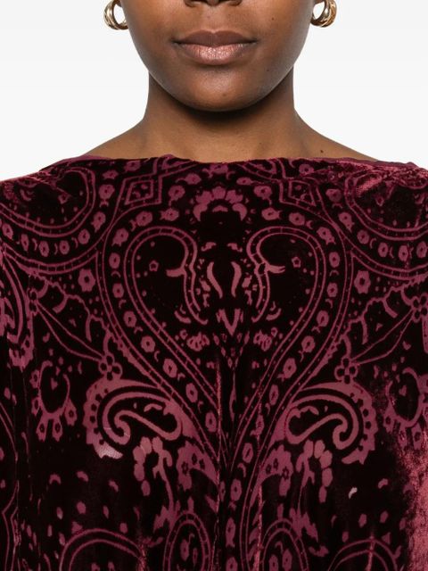 ETRO paisley-pattern velvet poncho - Red