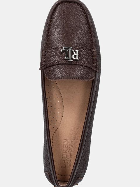 Lauren Ralph Lauren mokasyny skórzane Barnsbury damskie kolor brązowy na płaskim obcasie 802942768016