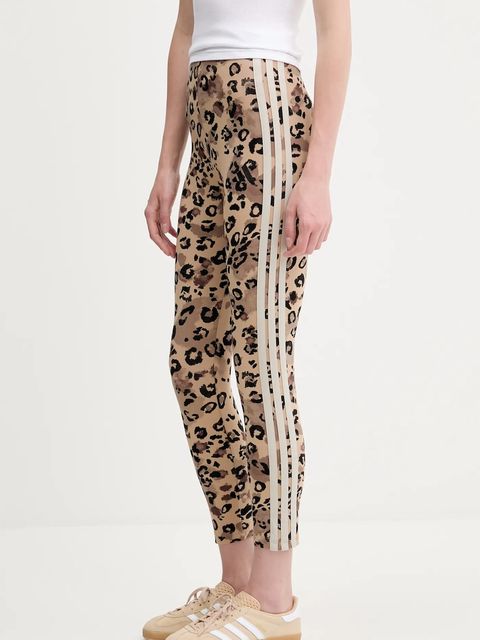 adidas legginsy Animal damskie kolor beżowy wzorzyste JM1865