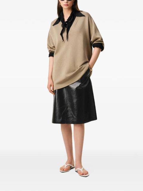 AMI Paris patent leather A-line midi skirt - Black - zdjęcie produktu nr 2