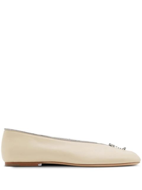 Burberry Sadler Zip leather ballerina shoes - Neutrals - zdjęcie produktu nr 1