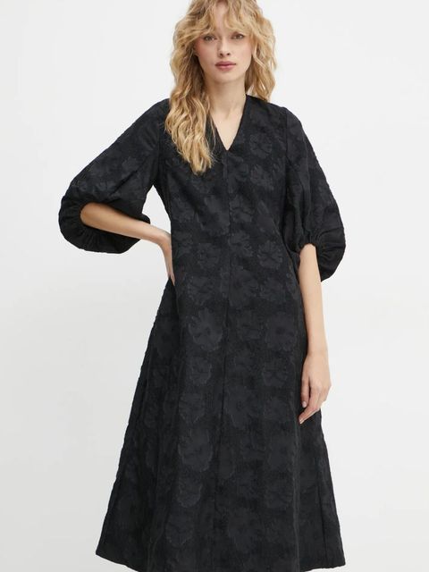 Stine Goya sukienka kolor czarny midi rozkloszowana SG-PS25-D061-2307