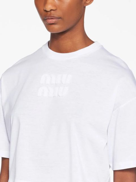 Miu Miu embroidered-logo cotton T-shirt - White