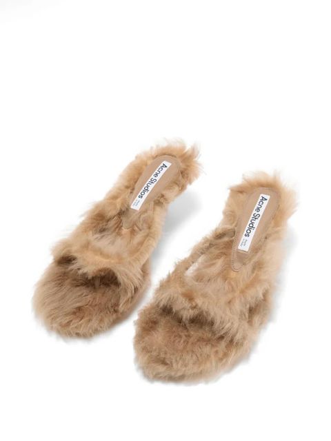 Acne Studios shearling-trimmed kitten-heel sandals - Neutrals - zdjęcie produktu nr 2