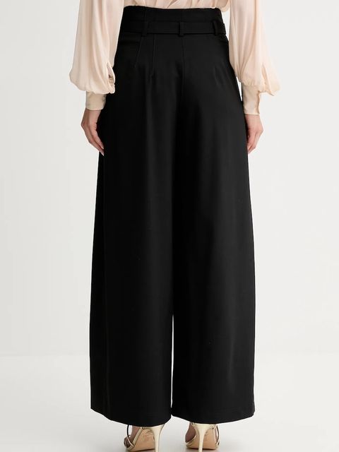 Marella spodnie z wełną damskie kolor czarny szerokie high waist 2523136011200