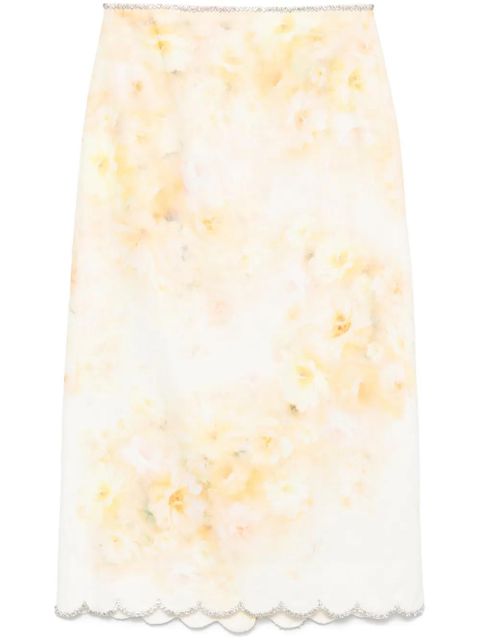 ZIMMERMANN Crush scalloped midi skirt - Yellow - zdjęcie produktu nr 1