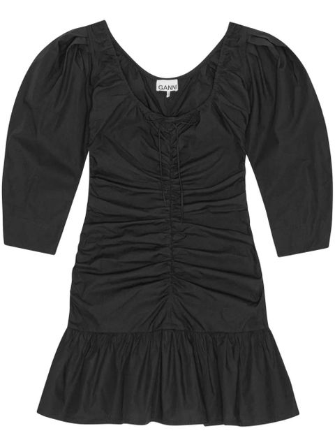 GANNI gathered U-neck minidress - Black - zdjęcie produktu nr 1