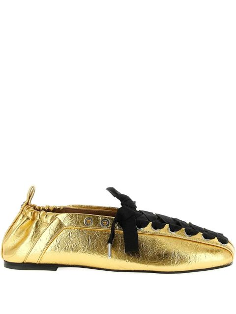 GANNI lace-up ballet flats - Gold - zdjęcie produktu nr 1