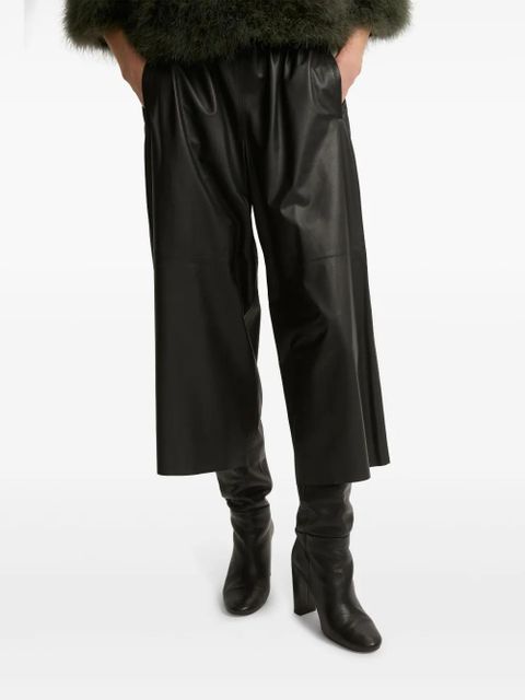 Yves Salomon culotte leather trousers - Black