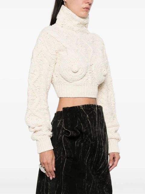 Jean Paul Gaultier conical-bra detail cropped sweater - White
