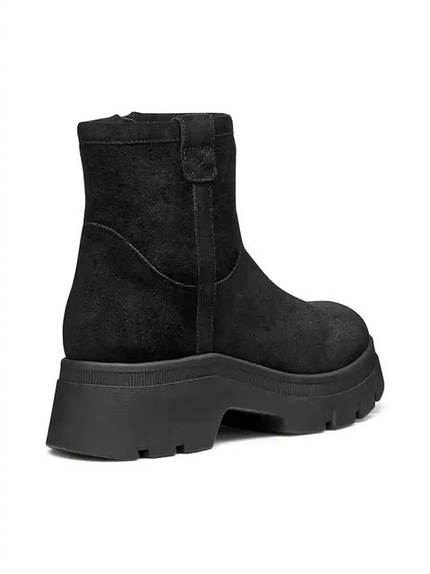 Geox botki zamszowe D PLUETTE damskie kolor czarny na platformie lekko ocieplone D565MA 00022 C9999