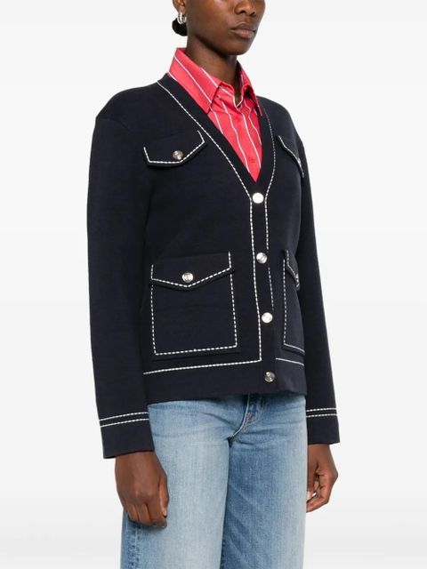 Maje contrast-stitch cardigan - Blue