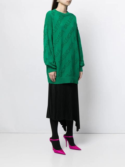 Balenciaga logo-intarsia oversized jumper - Green