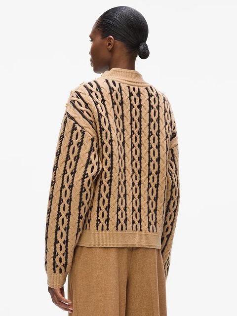 Karl Lagerfeld sweter z dodatkiem wełny damski kolor brązowy ciepły z półgolfem A4W18039 - zdjęcie produktu nr 2