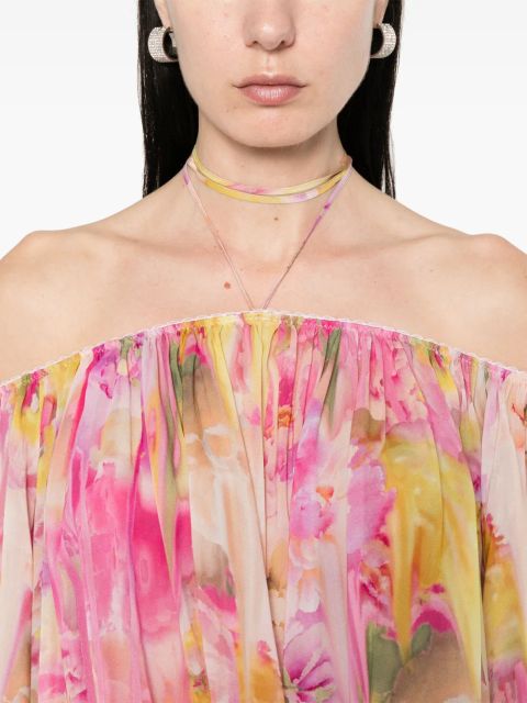 Blumarine floral-print georgette blouse - Pink