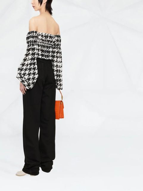 Balmain houndstooth off-shoulder blouse - Black