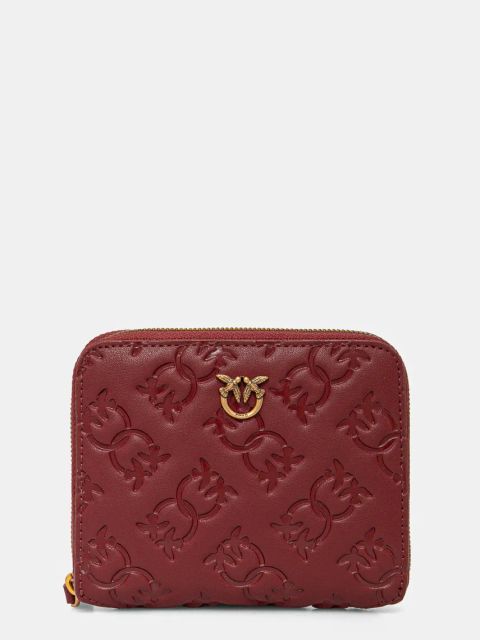 Pinko portfel skórzany damski kolor bordowy 100249 A1YB